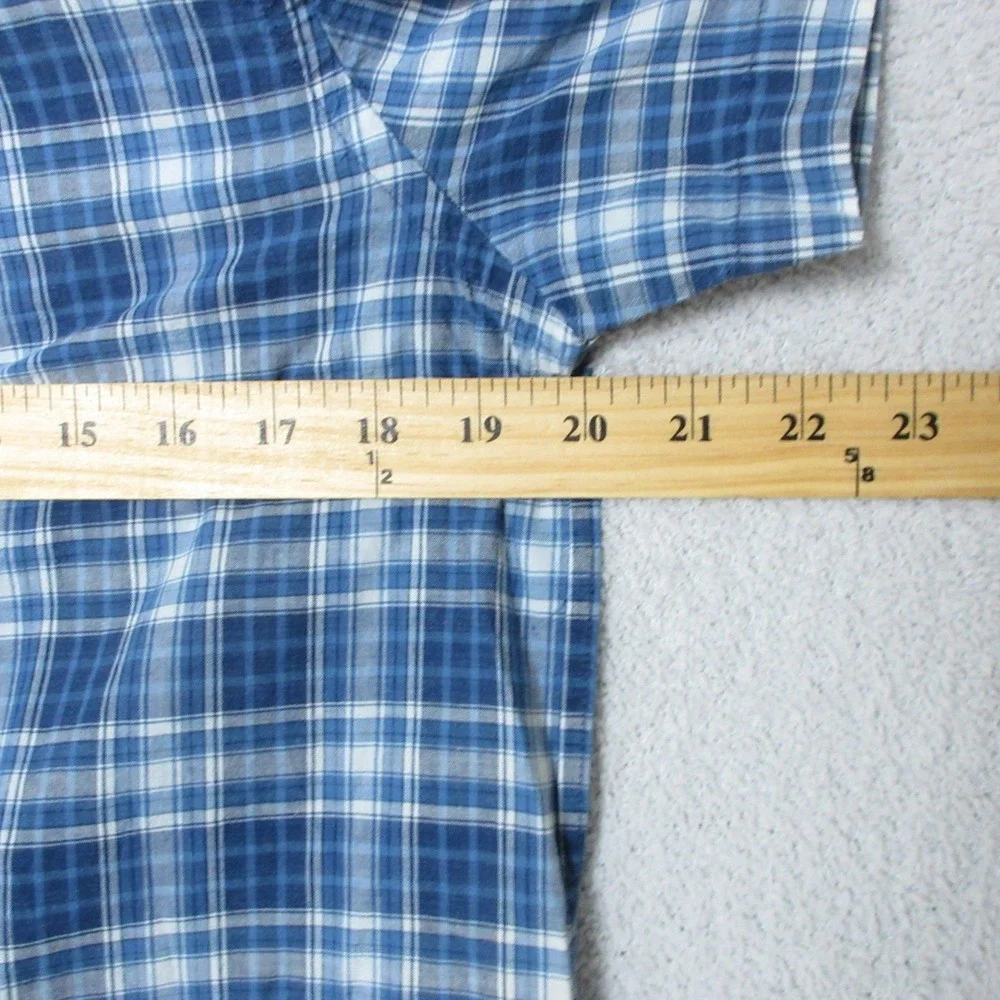 Ralph Lauren Button Down Shirt Blue Plaid Short‎ Sleeve Boys XL (18-20)